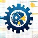 Icono representando optimización de procesos de negocio con engranajes y flechas